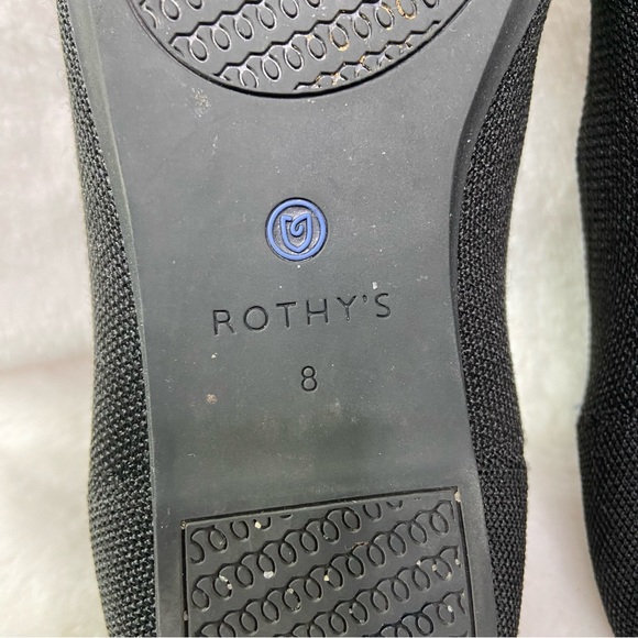 Rothys The Flat Birdseye Round Toe Shoes Black Womens Size 8 - Picture 4 of 6
